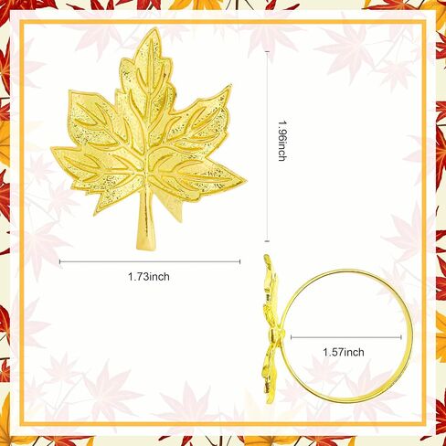 Leaf Napkin Rings Holders Set of 12 Fall Thanksgiving Holiday Wedding Dinner Parties Home Table Decoration, Gold in Saudi Arabia