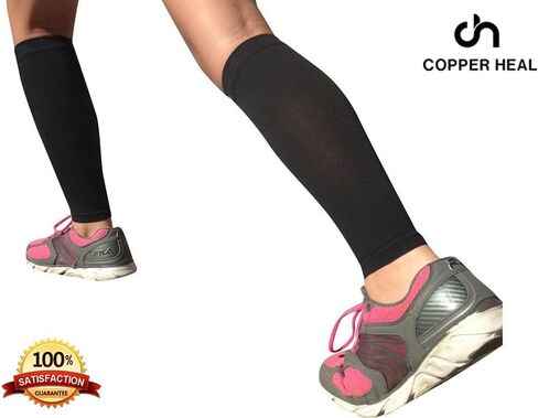 COPPER HEAL CALF Copper Compression SLEEVES (1 PAIR) For Exercise Sport Recovery - Calf Muscle Strains Shin Splints Leg in Saudi Arabia