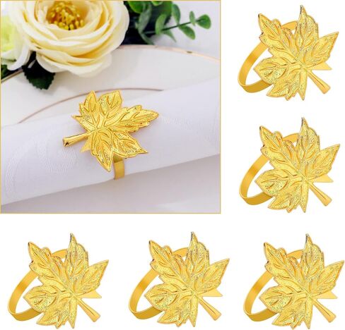 Leaf Napkin Rings Holders Set of 12 Fall Thanksgiving Holiday Wedding Dinner Parties Home Table Decoration, Gold in Saudi Arabia