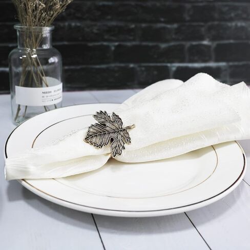 Leaf Napkin Rings Holders Set of 12 Fall Thanksgiving Holiday Wedding Dinner Parties Home Table Decoration, Gold in Saudi Arabia