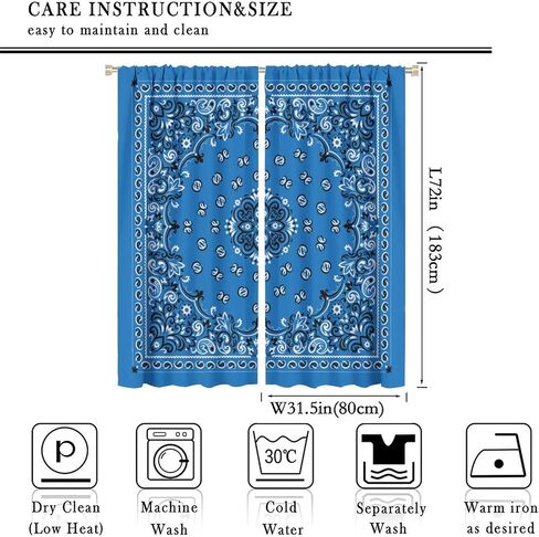 Bandana Curtains White Floral Paisley Black Bandana Pattern Abstract Blackout Rod Pocket Curtains for Bedroom Living Room Kitchen Decor Thermal Insulated Window Drapes 2 Panel Set 42x45 Inch in Saudi Arabia