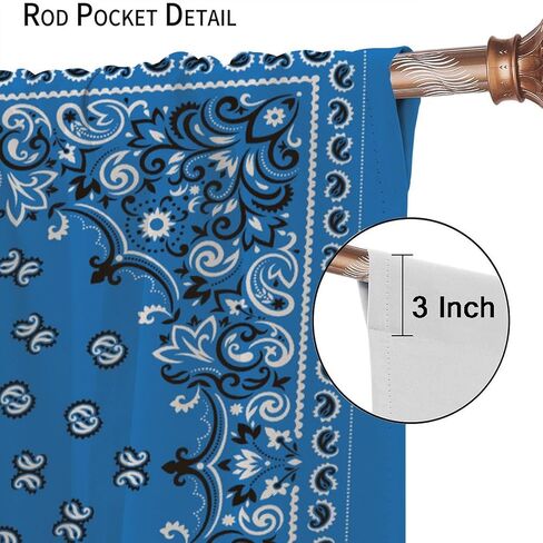 Bandana Curtains White Floral Paisley Black Bandana Pattern Abstract Blackout Rod Pocket Curtains for Bedroom Living Room Kitchen Decor Thermal Insulated Window Drapes 2 Panel Set 42x45 Inch in Saudi Arabia