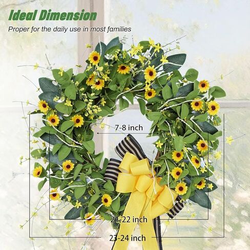 اكاليل الربيع للباب الأمامي، اكليلا من الزهور ديزي والخيش القوس، لعيد الحب الشتاء المنزل مزرعة في الهواء الطلق ديكورات الديكور في الداخل in Kuwait