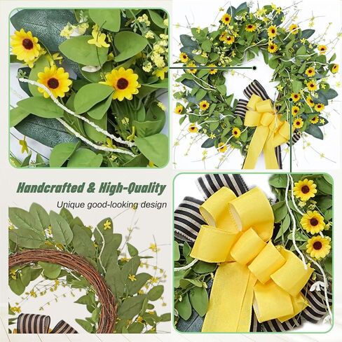 اكاليل الربيع للباب الأمامي، اكليلا من الزهور ديزي والخيش القوس، لعيد الحب الشتاء المنزل مزرعة في الهواء الطلق ديكورات الديكور في الداخل in Kuwait