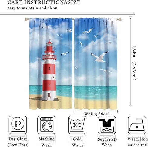 Ocean Beach Curtains,Summer Seaside Scene Tropical Palm Tree Beach Blue Sky Seascape Curtains for Bedroom Living Room Kitchen Window Drapes 2 Panel Set,Total Size 42" x 45" in Saudi Arabia