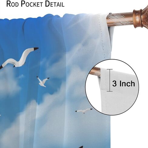 Ocean Beach Curtains,Summer Seaside Scene Tropical Palm Tree Beach Blue Sky Seascape Curtains for Bedroom Living Room Kitchen Window Drapes 2 Panel Set,Total Size 42" x 45" in Saudi Arabia