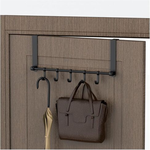 Matte Black Over The Door Hooks - Over The Door Towel Rack with 5 Coat Hooks for Hanging,Door Coat Hanger Towel Hanger Door Hook Hanger,Easy Door Organizer Hanging in Saudi Arabia