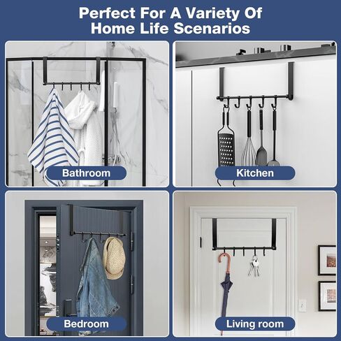 Matte Black Over The Door Hooks - Over The Door Towel Rack with 5 Coat Hooks for Hanging,Door Coat Hanger Towel Hanger Door Hook Hanger,Easy Door Organizer Hanging in Saudi Arabia