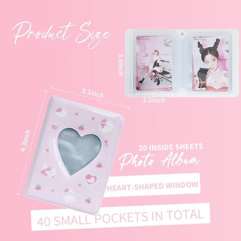 Photocard Binder 3 بوصة ألبوم Kpop Kpop Photocard حامل كتاب ألبوم صور صغير ألبوم Kpop مع قلادة لجمع الصور، 40 جيبًا (أرجواني) in Kuwait
