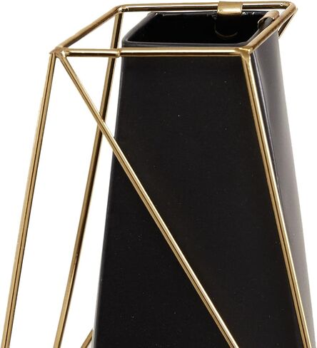 Deco 79 Metal Decorative Vase Centerpiece Vases with Gold Wire Accents, Set of 2 Flower Vases for Home Decoration 11", 9"H, Black in Saudi Arabia