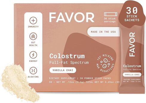 Bovine Colostrum Powder - Pure Cow Colostrum Supplement for Humans for Adults & Kids Gut Health, Immunity and Energy, Bovine Powder Naturally High in Immunoglobulin IgG - 30 Sticks, Unflavored in Saudi Arabia