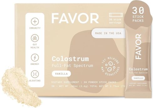 Bovine Colostrum Powder - Pure Cow Colostrum Supplement for Humans for Adults & Kids Gut Health, Immunity and Energy, Bovine Powder Naturally High in Immunoglobulin IgG - 30 Sticks, Unflavored in Saudi Arabia