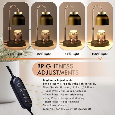 مصباح تدفئة الشموع مع مؤقت، مصباح تدفئة الشموع قابل للتعديل بارتفاع خافت، مصباح تدفئة الشمع لشموع البرطمان، ضوء تدفئة الشموع لديكور المنزل مع 3 مصابيح، أبيض in Saudi Arabia