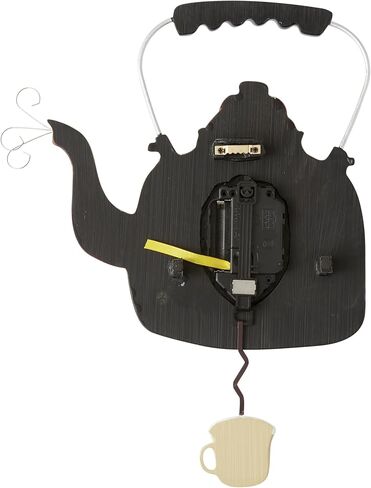 Enesco Allen Designs Tea Kettle Wall Clock - Battery Operated Pendulum Analog Clock, Stone Resin Decorative Clocks for Walls Home Decor Kitchen Clocks, 10.2 Inch in Saudi Arabia