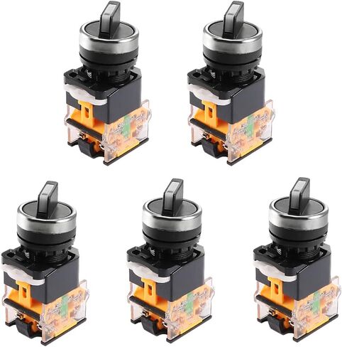 uxcell 5pcs Latching Lock 2 Positions Quick Install Durable Maintained Rotary Selector Select Switch DPST 10A 22mm Mounting Hole Dia in Saudi Arabia