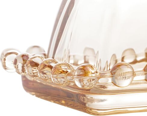 WOLFF - Pearl Crystal Beaded Butter Dish with Lid - Clear Butter Holder for Countertop with Handle Cover, Butter Container - Luxury Glassware Dinner Accessories, Kitchen Utensils - Clear, 4.3x6.7x3" in Saudi Arabia