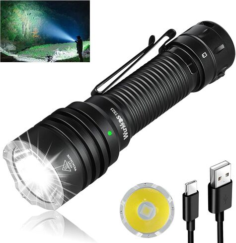 Wurkkos LED Tactical Flashlight Rechargeable - TD03 EDC Flashlight 1800 High Lumens - Tail Rotary Switch One Click Strobe Flashlight Longest Range 1158 feet for Outdoor Indoor Activities in Kuwait