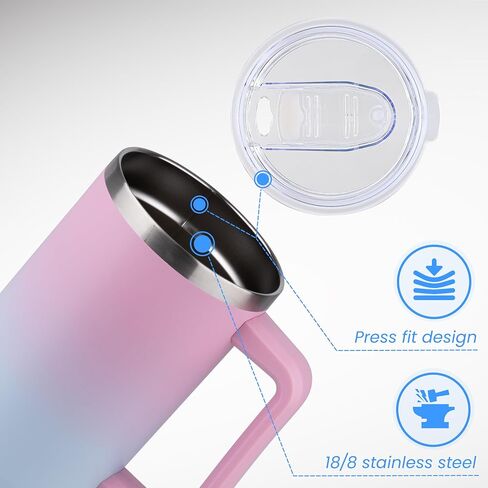 DOMICARE 40 oz Tumbler with Handle and Straw, Stainless Steel Tumbler with Lid and Straw, Reusable Vacuum Insulated Cup, Travel Coffee Mug, Black, 1Pack in Saudi Arabia