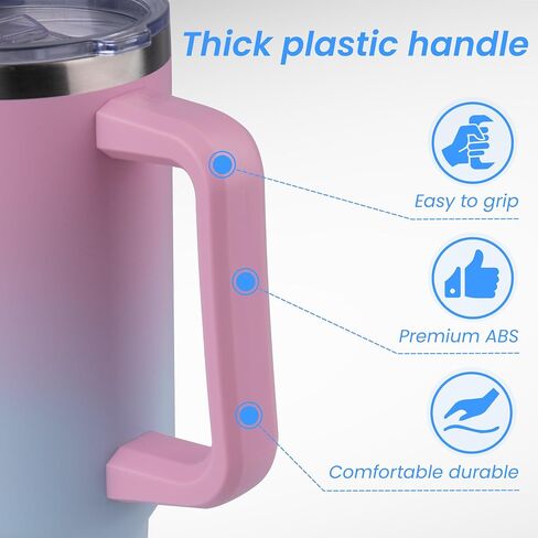 DOMICARE 40 oz Tumbler with Handle and Straw, Stainless Steel Tumbler with Lid and Straw, Reusable Vacuum Insulated Cup, Travel Coffee Mug, Black, 1Pack in Saudi Arabia