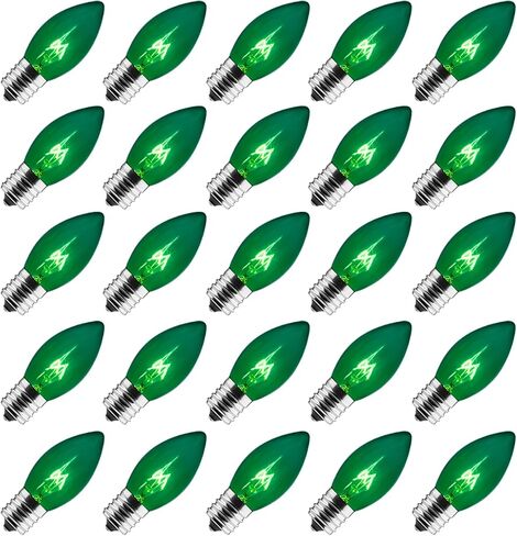 C9 Replacement Bulbs Clear Incandescent Bulbs 25 Pack, C9 Christmas Light Replacement Bulbs for Christmas String Light, E17 Intermediate Base, 7 Watt Per Bulb in Saudi Arabia