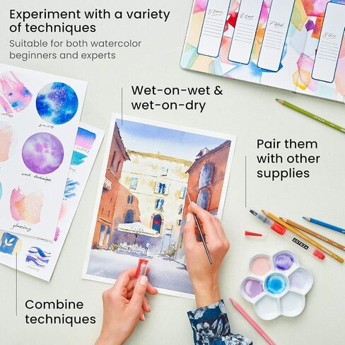 ARTEZA Watercolor Paint Set, 12 Colors in 12 ml/0.4 US fl oz Tubes, Premium Non Toxic Water Colors Paint for Adults, Artists & Hobby Painters, Vibrant Watercolor Paints in Saudi Arabia