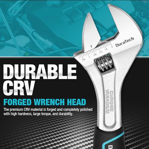 DURATECH 6-Inch Adjustable Wrench, Cr-V Steel Wrench, Wide Jaw Wrench, Metric & SAE Scales, for Home, Garage, Workshop and DIY in Saudi Arabia