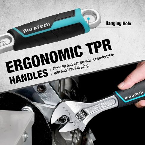 DURATECH 6-Inch Adjustable Wrench, Cr-V Steel Wrench, Wide Jaw Wrench, Metric & SAE Scales, for Home, Garage, Workshop and DIY in Saudi Arabia