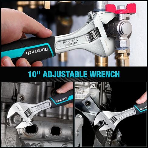DURATECH 6-Inch Adjustable Wrench, Cr-V Steel Wrench, Wide Jaw Wrench, Metric & SAE Scales, for Home, Garage, Workshop and DIY in Saudi Arabia