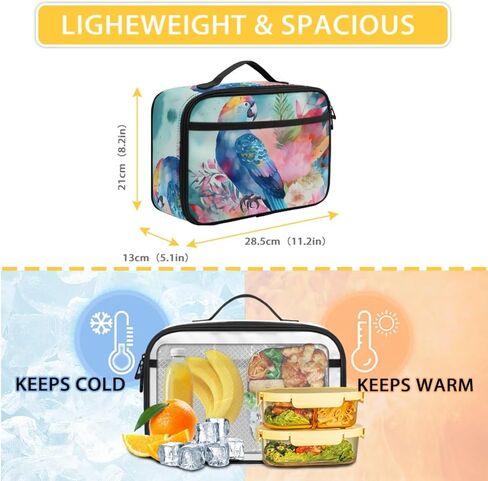 Animal Print Backpack Set for Girls Blue Floral Bird Parrot Backpack with Lunch Box Elementary Student Outing Daily Lightweight 17 Inch Bookbag Cute School Bag in Saudi Arabia