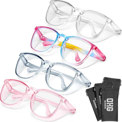 OXG 4 Pack Safety Glasses Anti Fog Goggles, Blue Light Blocking Stylish Safety Glasses for Women Nurses Protective Eyewear in Saudi Arabia