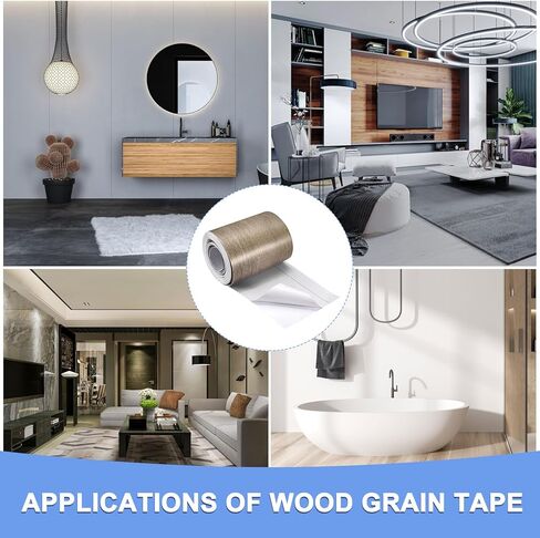 شريط إصلاح الحبوب الخشبية - عبوة واحدة من شريط خشبي ذاتي اللصق يناسب الطاولات والأبواب وتجديد أثاث الأرضيات - رقعة لاصقة متينة متعددة الاستخدامات من مادة PVC - (بني 4.7 بوصة × 16 قدم) in Kuwait