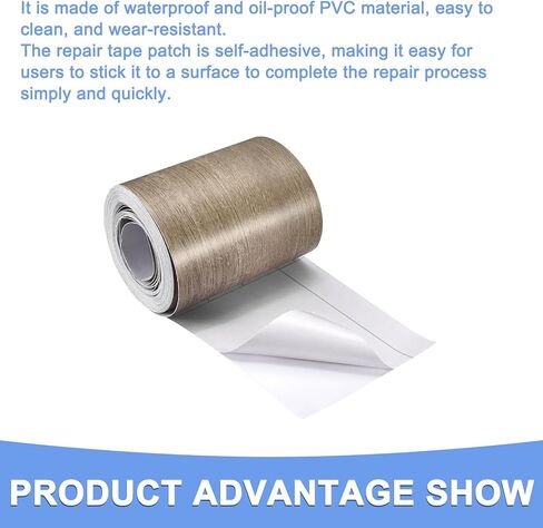 شريط إصلاح الحبوب الخشبية - عبوة واحدة من شريط خشبي ذاتي اللصق يناسب الطاولات والأبواب وتجديد أثاث الأرضيات - رقعة لاصقة متينة متعددة الاستخدامات من مادة PVC - (بني 4.7 بوصة × 16 قدم) in Kuwait