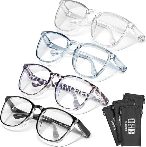 OXG 4 Pack Safety Glasses Anti Fog Goggles, Blue Light Blocking Stylish Safety Glasses for Women Nurses Protective Eyewear in Saudi Arabia