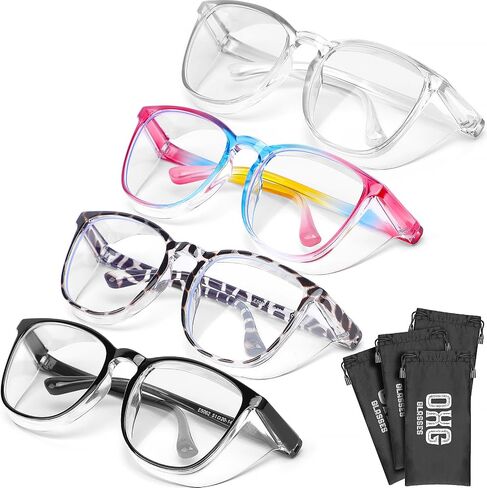 OXG 4 Pack Safety Glasses Anti Fog Goggles, Blue Light Blocking Stylish Safety Glasses for Women Nurses Protective Eyewear in Saudi Arabia