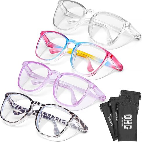 OXG 4 Pack Safety Glasses Anti Fog Goggles, Blue Light Blocking Stylish Safety Glasses for Women Nurses Protective Eyewear in Saudi Arabia
