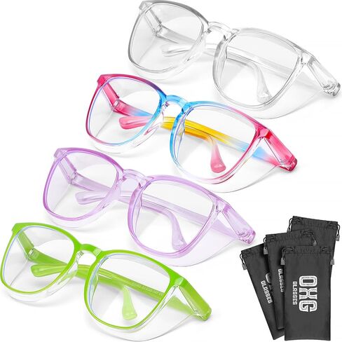 OXG 4 Pack Safety Glasses Anti Fog Goggles, Blue Light Blocking Stylish Safety Glasses for Women Nurses Protective Eyewear in Saudi Arabia