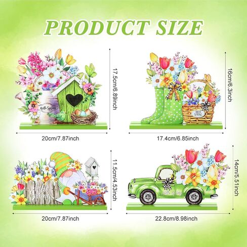 Blulu 4 Pcs Hello Spring Table Decorations Spring Easter Table Centerpieces Wooden Signs Decorations for Home Wooden Letter Blocks Party Ornament Farmhouse Easter Rustic Table (Fresh Style) in Saudi Arabia