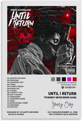 Youngboy Never Broke Again ملصق التسعينيات حتى أعود غلاف الألبوم ملصق بسيط لوحة زخرفية من القماش وملصقات جدارية وصورة فنية مطبوعة على ملصقات ديكور غرفة النوم العائلية الحديثة 12 × 18 بوصة (30 × 45 سم) in Kuwait