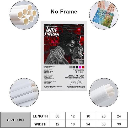 Youngboy Never Broke Again ملصق التسعينيات حتى أعود غلاف الألبوم ملصق بسيط لوحة زخرفية من القماش وملصقات جدارية وصورة فنية مطبوعة على ملصقات ديكور غرفة النوم العائلية الحديثة 12 × 18 بوصة (30 × 45 سم) in Kuwait