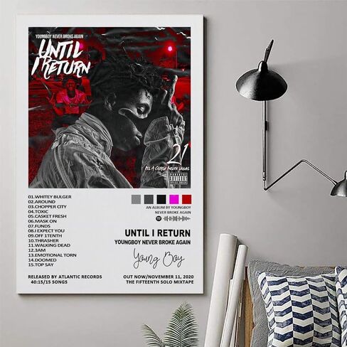 Youngboy Never Broke Again ملصق التسعينيات حتى أعود غلاف الألبوم ملصق بسيط لوحة زخرفية من القماش وملصقات جدارية وصورة فنية مطبوعة على ملصقات ديكور غرفة النوم العائلية الحديثة 12 × 18 بوصة (30 × 45 سم) in Kuwait