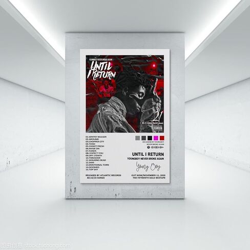 Youngboy Never Broke Again ملصق التسعينيات حتى أعود غلاف الألبوم ملصق بسيط لوحة زخرفية من القماش وملصقات جدارية وصورة فنية مطبوعة على ملصقات ديكور غرفة النوم العائلية الحديثة 12 × 18 بوصة (30 × 45 سم) in Kuwait