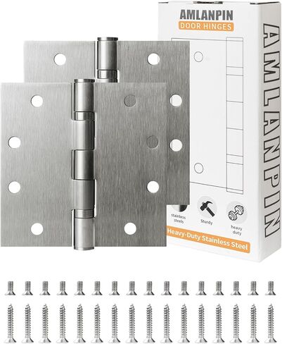 Stainless Steel Matte Black 4.5'' Door Hinges for Exterior Doors Ball Bearing Door Hinges 4.5in x 4.5in Door Hinges with Square Corners, Heavy-Duty, 2PACK in Saudi Arabia