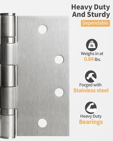 Stainless Steel Matte Black 4.5'' Door Hinges for Exterior Doors Ball Bearing Door Hinges 4.5in x 4.5in Door Hinges with Square Corners, Heavy-Duty, 2PACK in Saudi Arabia
