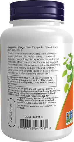 NOW Supplements, Graviola (Annona muricata) 500 mg, Healthy Cell Function*, 100 Veg Capsules in Saudi Arabia