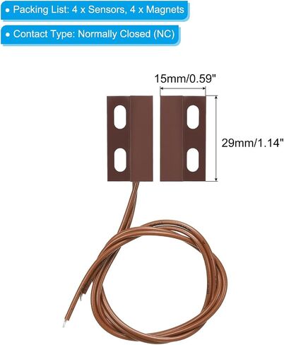 PATIKIL Magnetic Reed Switch, 10 Pack NC Wired Surface-Mounted Magnetic Contact Switch for Door Window, Black in Saudi Arabia