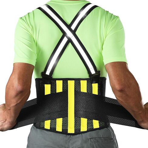 Back Brace for Heavy Lifting for Men Women Lower Back with Reflective Belt and 7 Splints, Ultra-thin Mesh Fabric, Back Brace for Posture Men Women, Perfect for Work Outdoor Running Motorcycle in Saudi Arabia