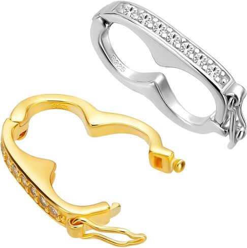 PH PandaHall 925 الفضة الاسترليني قلادة تقصير المشبك 2PCS سوار تمديد المشبك الذهبي الفضة اللؤلؤ محسن انقر المشبك قابل للفتح زركونيا المشبك ل6mm الخرز قلادة سوار المجوهرات in Kuwait