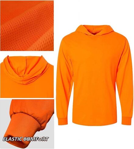 L&M® Hi Vis T Shirt Safety Lime Orange Long Sleeve HIGH Visibility with Hood in Saudi Arabia