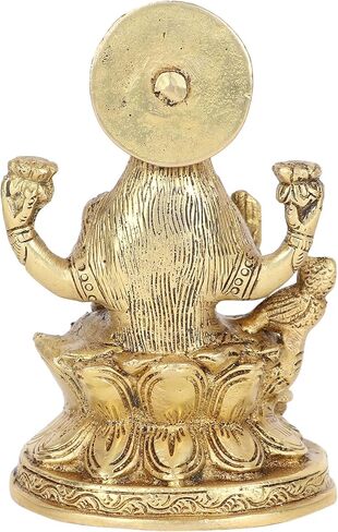 Brass Lakshmi Idol Laxmi Goddess Lakshmi Sitting Statue in Blessing Position for the Puja Temple at Home in Kuwait