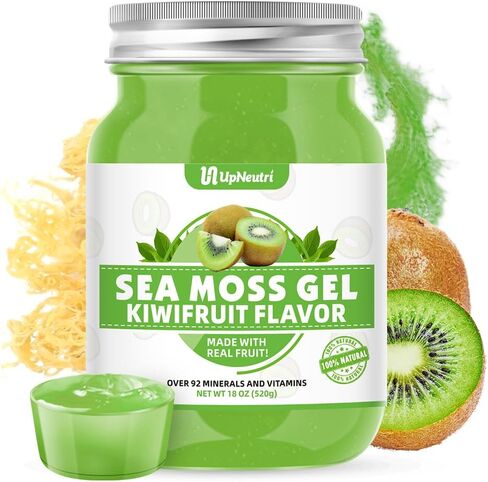 Sea Moss Gel, 18 OZ Wildcrafted Irish Seamoss Gel Rich in 92 Minerals & Vitamins Supports Immune System & Thyroid & Antioxidant, Non-GMO Organic Raw Sea Moss Supplements Kiwifruit Flavor in Saudi Arabia